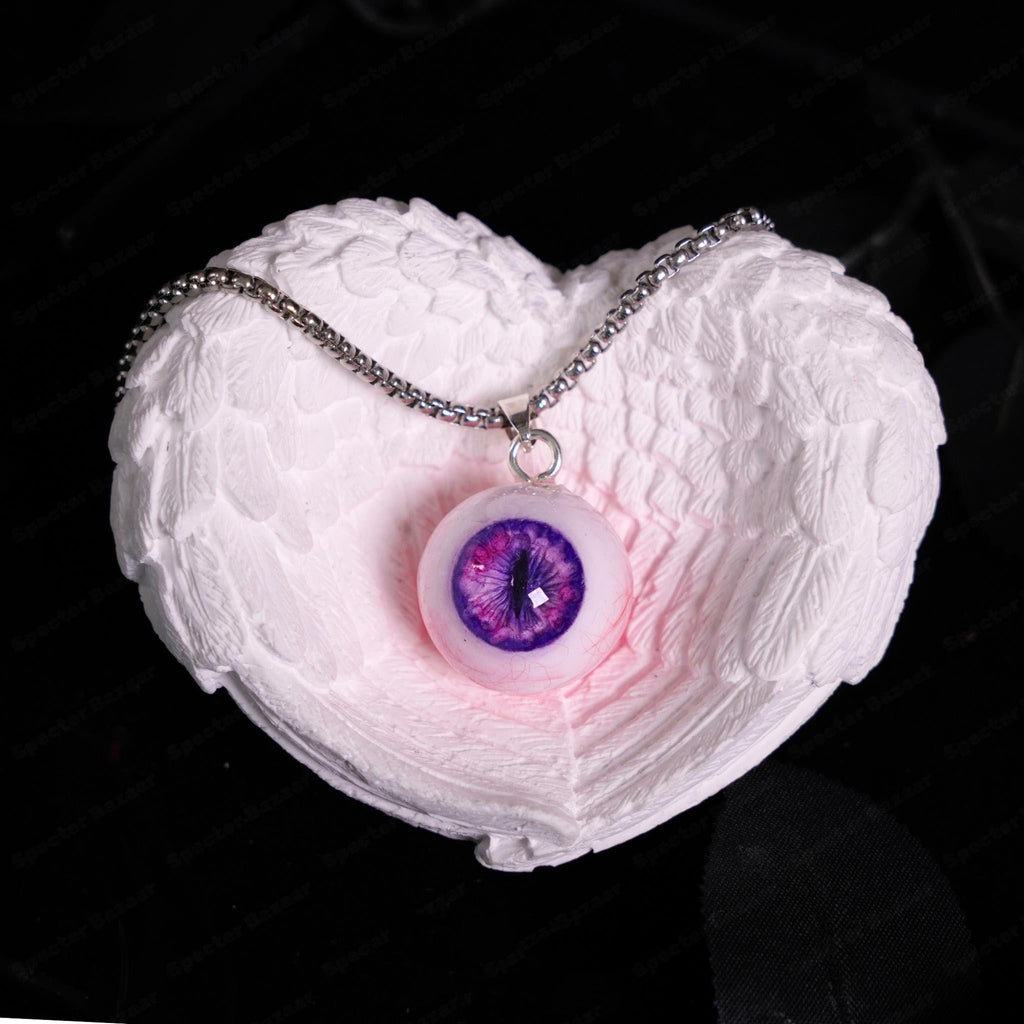 "Lover's Dream" Glitter Heart Eye Necklace - 9 Color Options