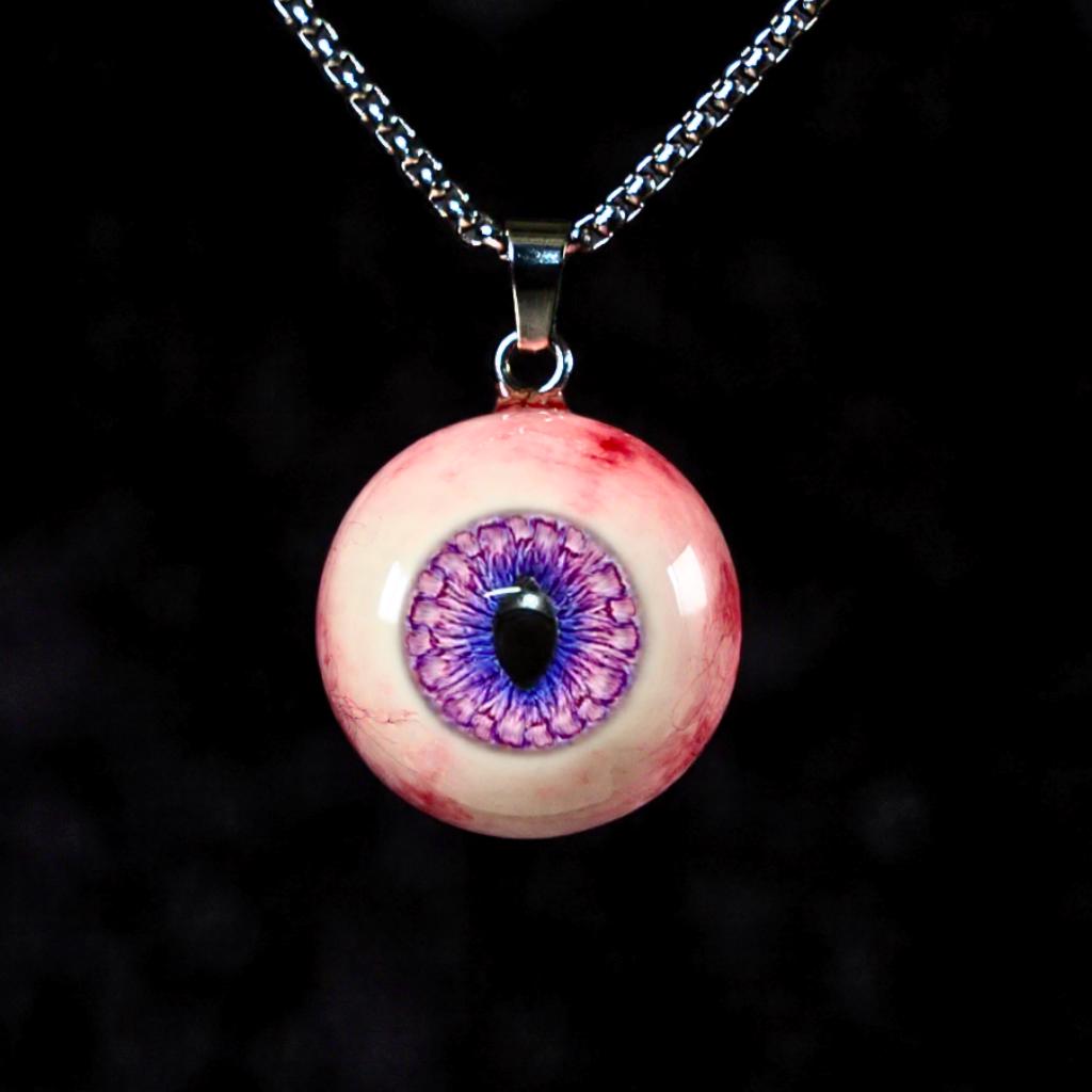 "The Watcher" Realistic Glass Eye Necklace - 9 Color Options