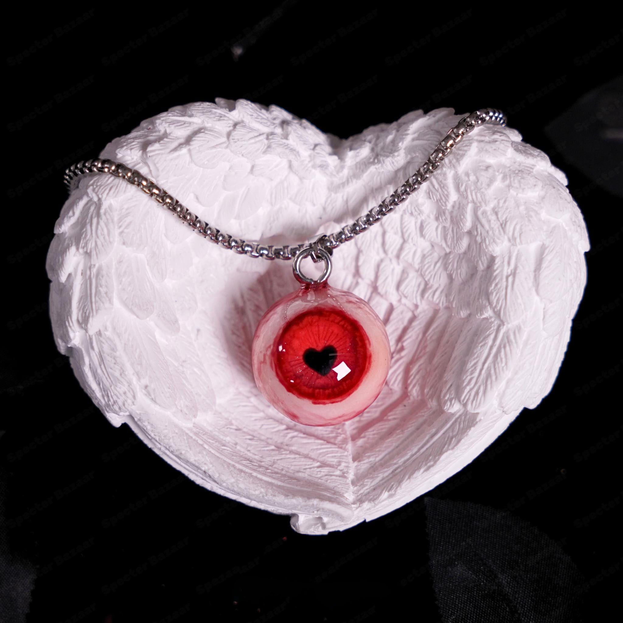 "Lover's Dream" Glitter Heart Eye Necklace - 9 Color Options