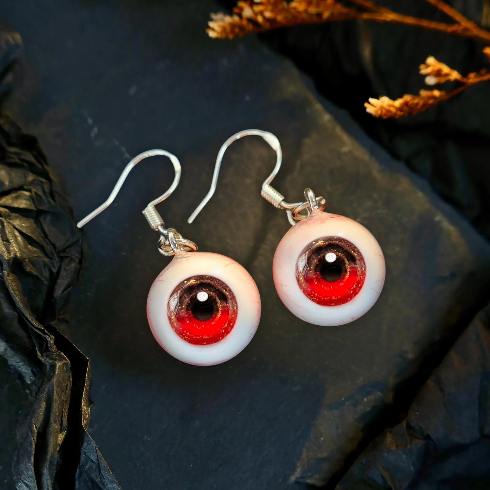 (Pair) Hyper-Realistic Eyeball Drop Earrings | S925 Sterling Silver | Spooky-Cute