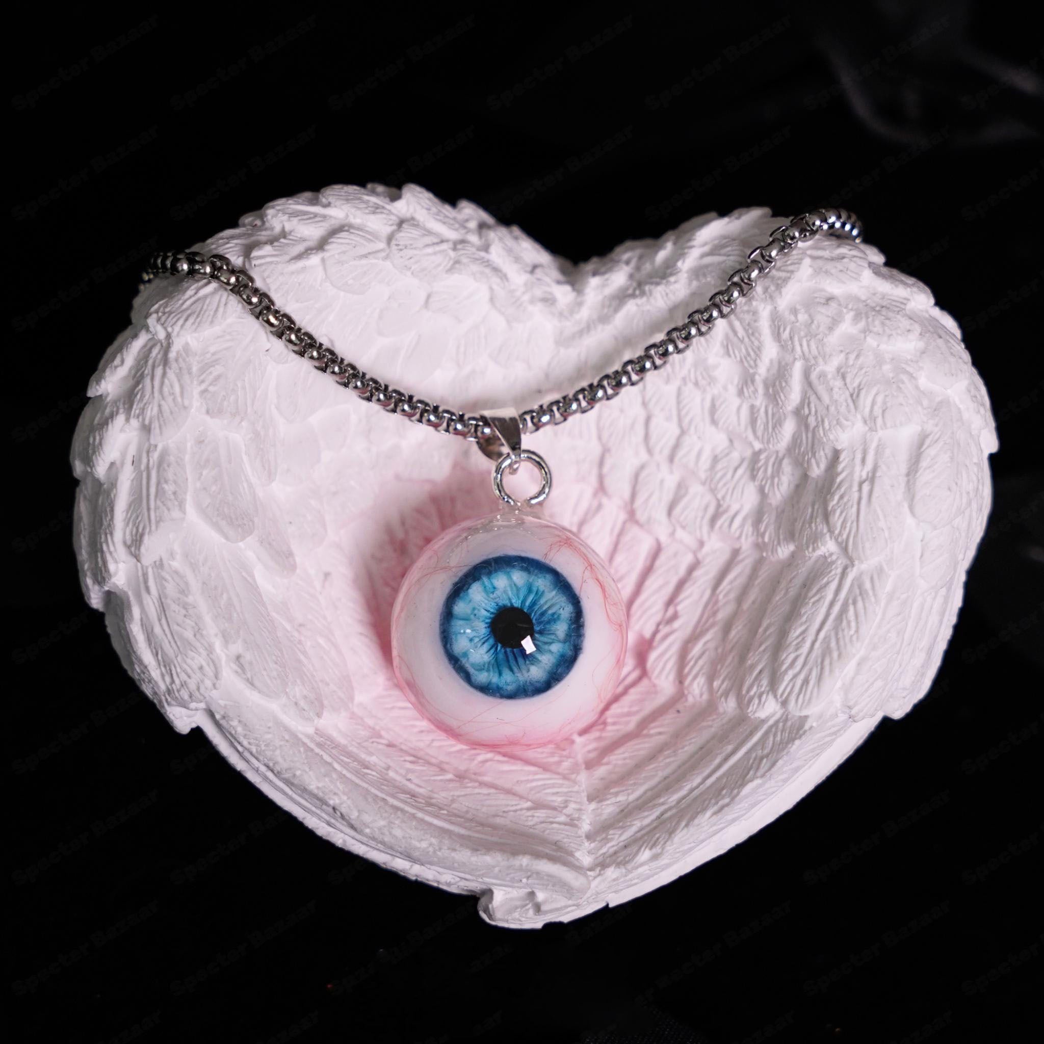 "Lover's Dream" Glitter Heart Eye Necklace - 9 Color Options