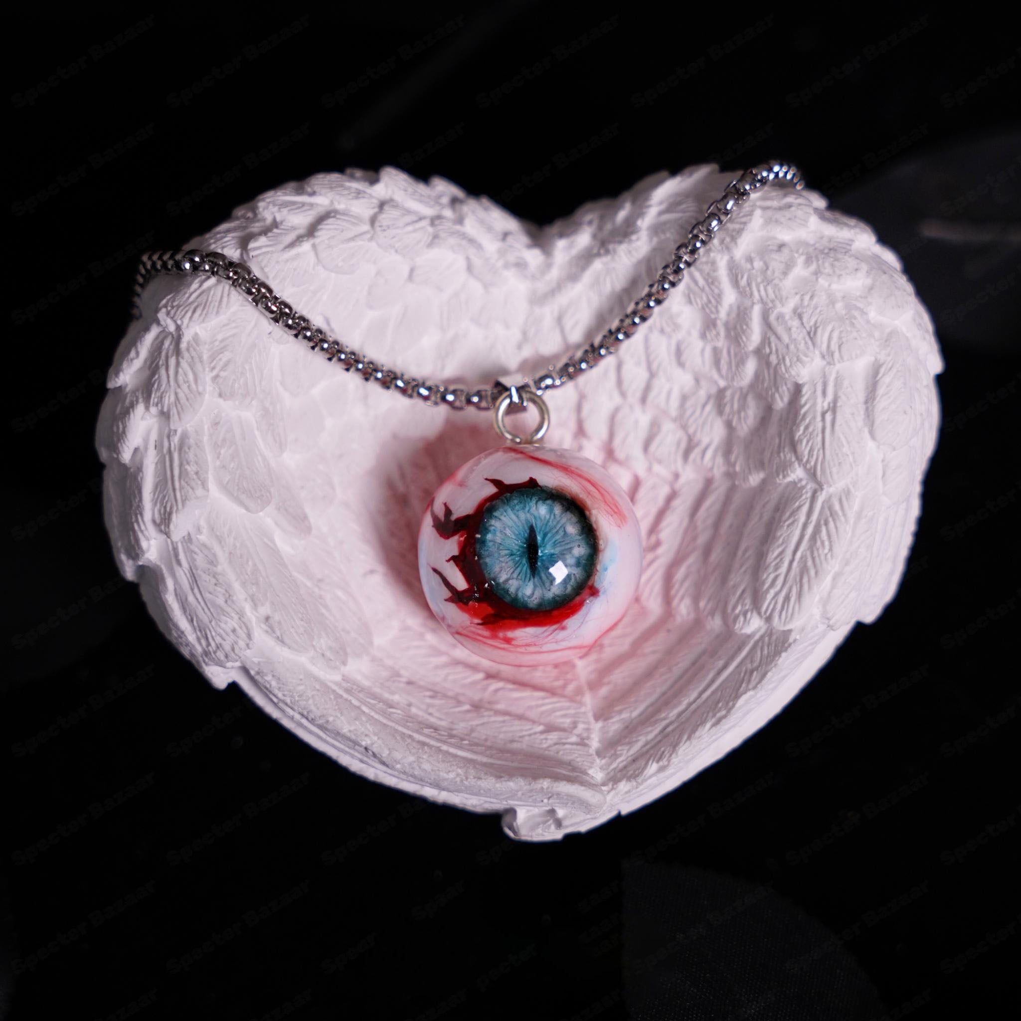 "Lover's Dream" Glitter Heart Eye Necklace - 9 Color Options