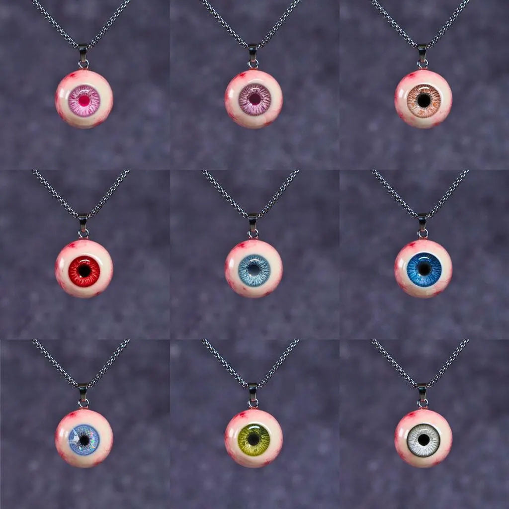 Realistic Glass Eye Necklace - 9 Color Options