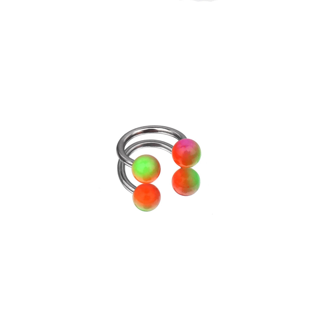 Colorful Acrylic Contrast Ball Horseshoe Ring - Colorful Acrylic Contrast Ball Horseshoe Ring - Orange-Yellow Gradient / 8 mm by CRUXJEWELRY