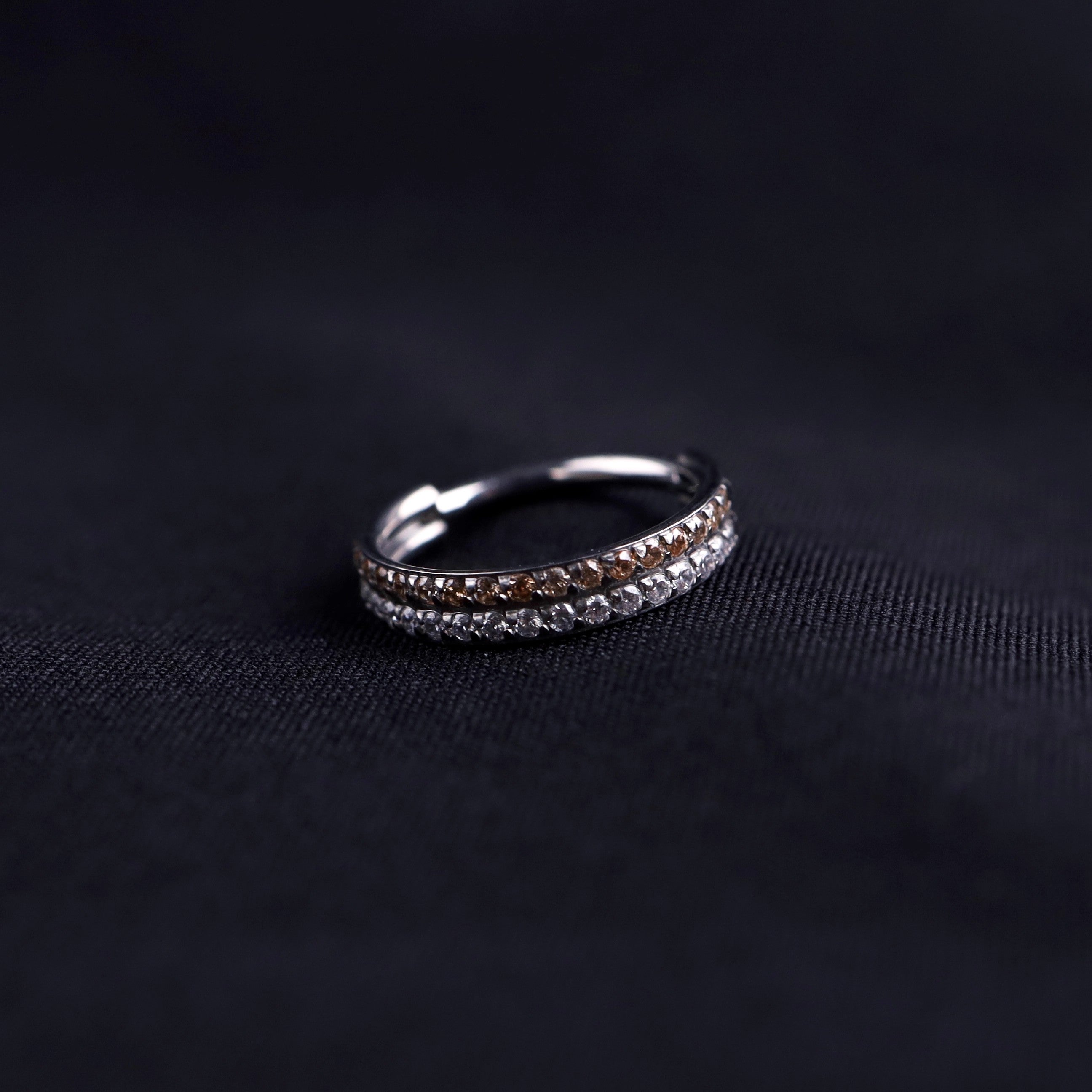 16G Double Layer CZ Titanium Segment Hoop - 16G Double Layer CZ Titanium Segment Hoop - Champagne Gold by CRUXJEWELRY