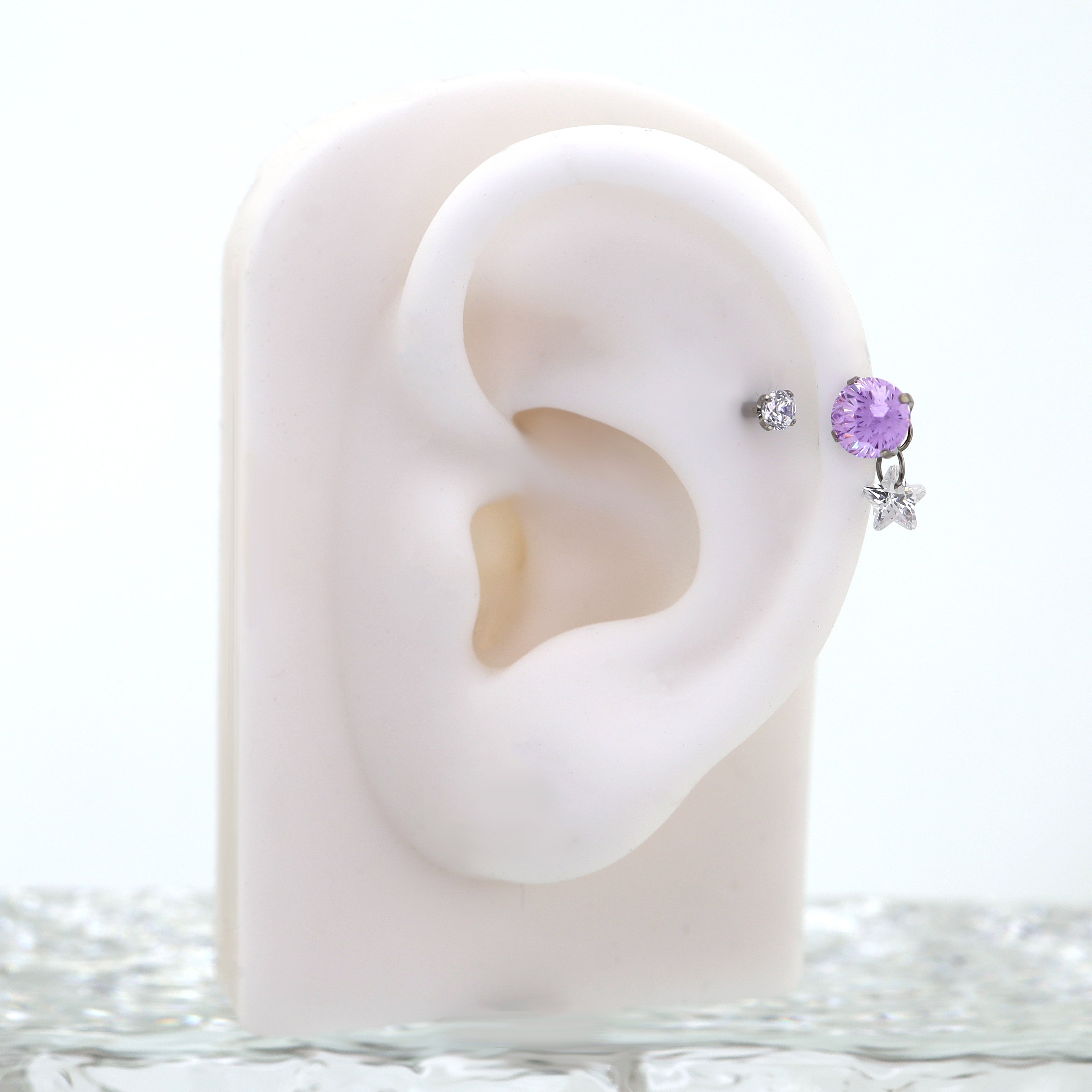 Fireworks CZ star Pendant Titanium Horseshoe Ring - Fireworks CZ star Pendant Titanium Horseshoe Ring - Violet Purple / 8 mm by CRUXJEWELRY