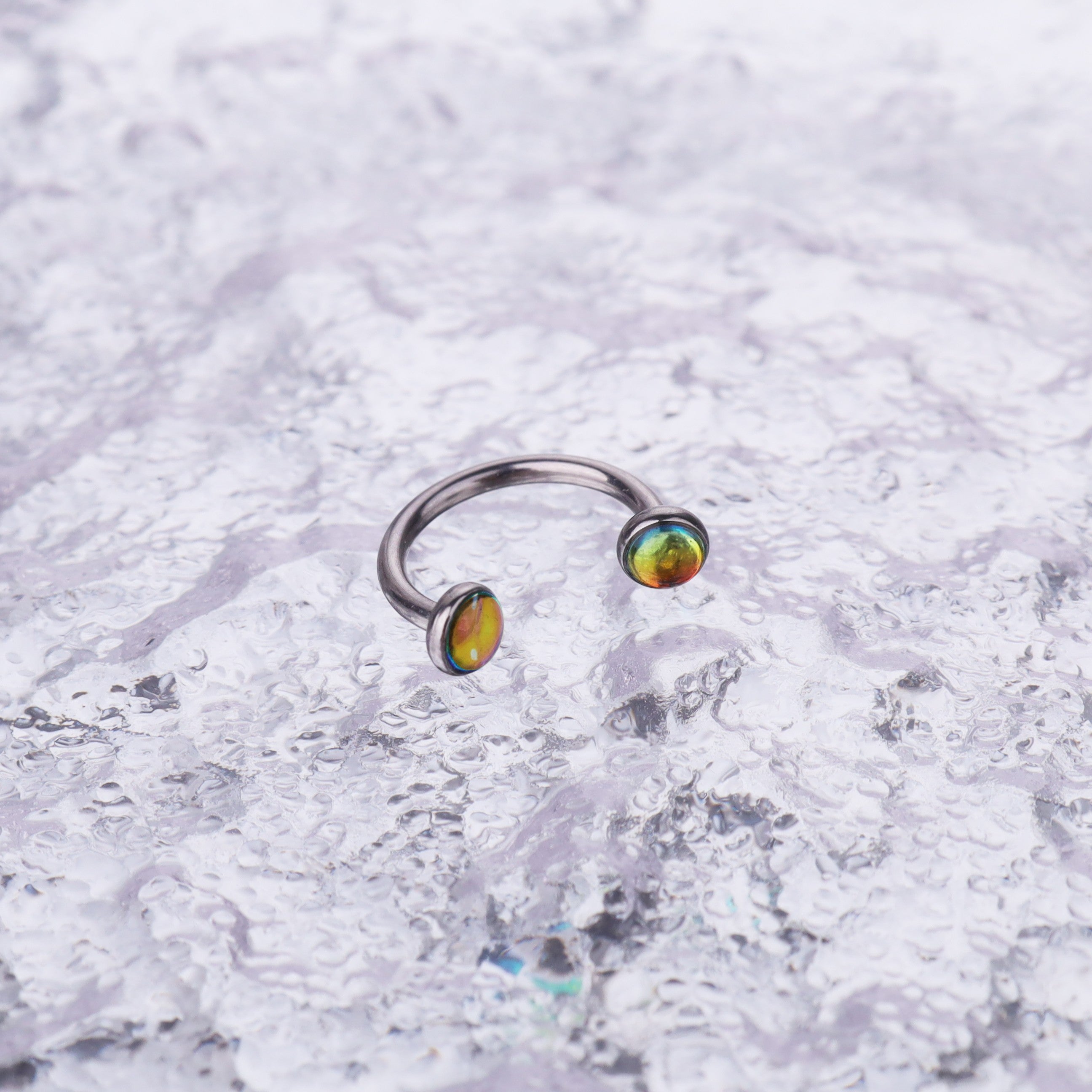 Colorful Dreamy Oil Resin Horseshoe Ring - Colorful Dreamy Oil Resin Horseshoe Ring - Deep Brown / 8 mm by CRUXJEWELRY