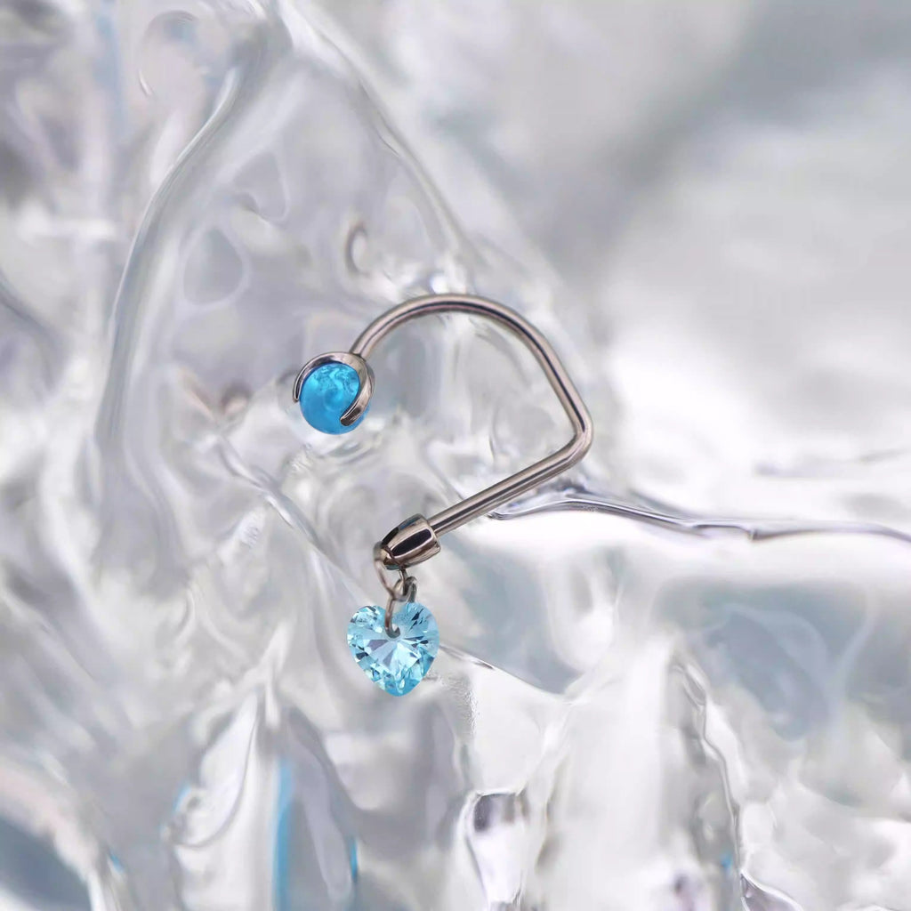 Star CZ Titanium U-Ring - Star CZ Titanium U-Ring - Ocean Blue / 8mm by CRUXJEWELRY