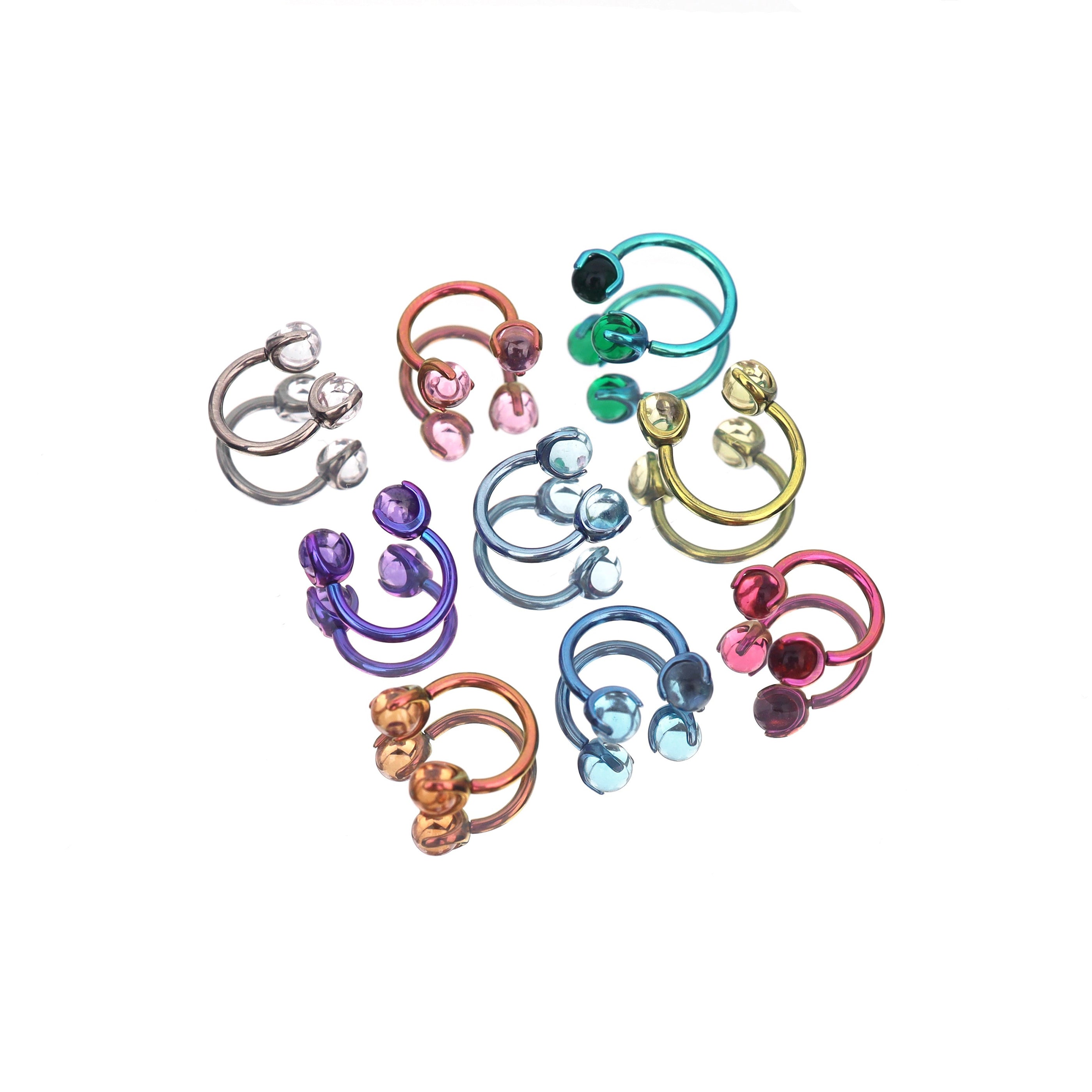 16G CZ ball Titanium Horseshoe Ring - 16G CZ ball Titanium Horseshoe Ring - Black by CRUXJEWELRY