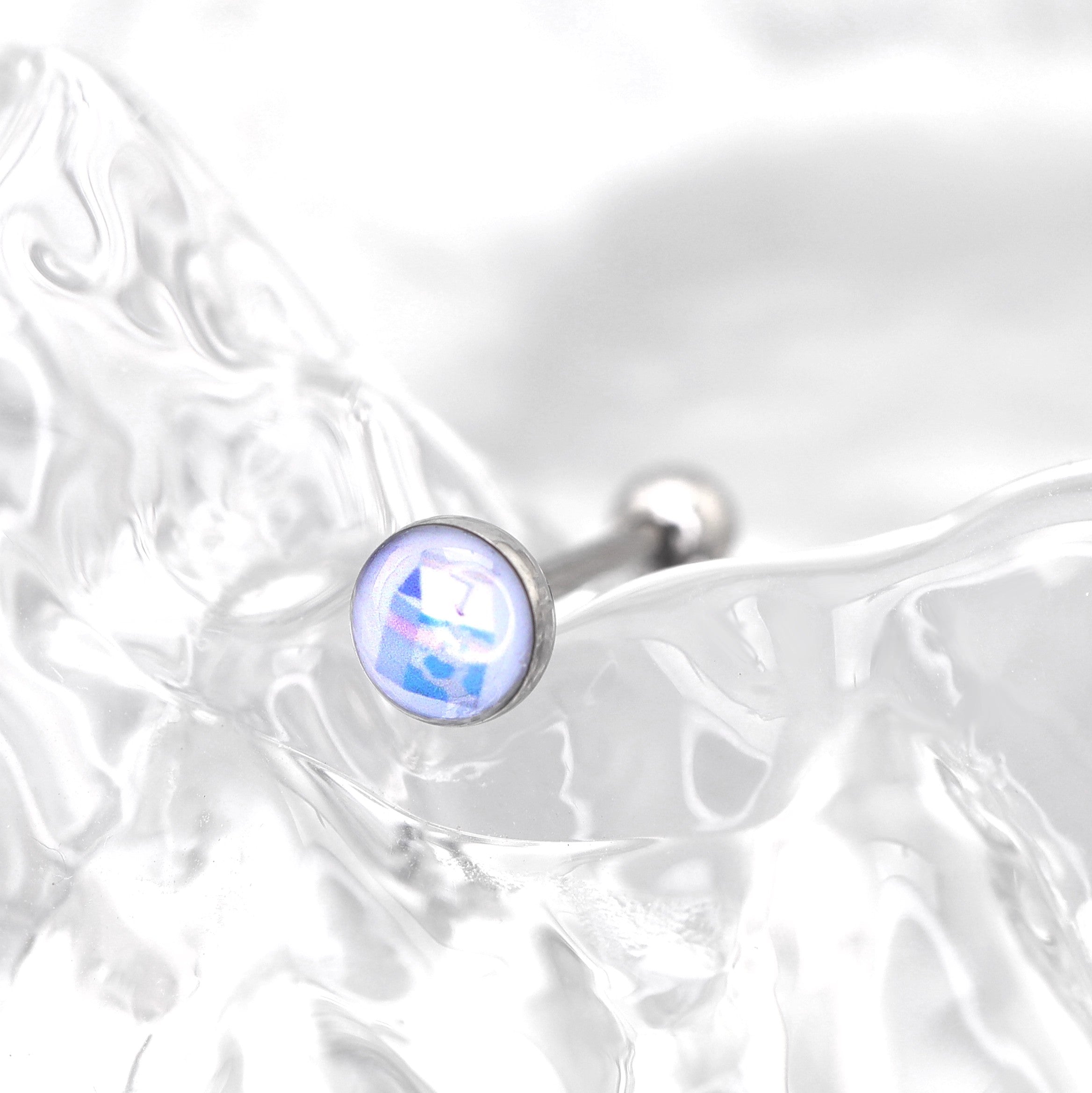 Cute Donut-Milk-Strawberry Epoxy Resin Stainless Steel Tongue Stud - Cute Donut-Milk-Strawberry Epoxy Resin Stainless Steel Tongue Stud - Sky Blue / 10mm by CRUXJEWELRY