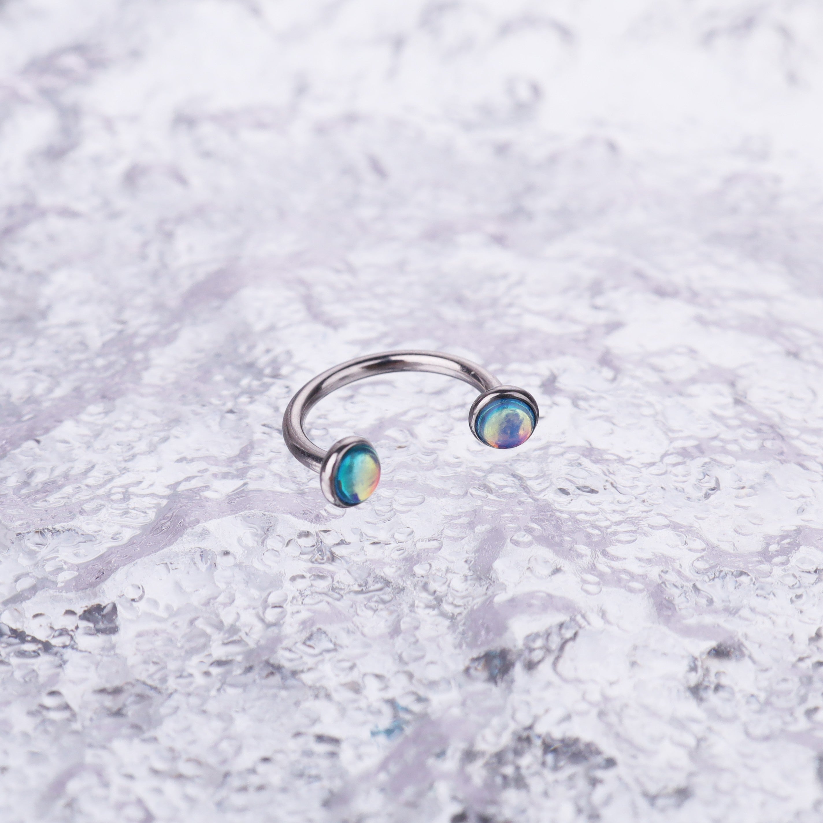 Colorful Dreamy Oil Resin Horseshoe Ring - Colorful Dreamy Oil Resin Horseshoe Ring - Bright Blue / 8 mm by CRUXJEWELRY