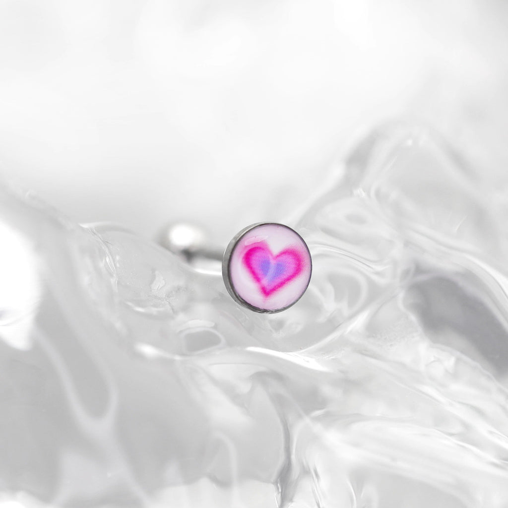 Heart Epoxy Resin Stainless Steel Tongue Stud - Heart Epoxy Resin Stainless Steel Tongue Stud - Purple-Pink Gradient / 10mm by CRUXJEWELRY