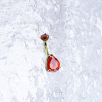 Teardrop CZ Internally Threaded Titanium Belly Ring - Teardrop CZ Internally Threaded Titanium Belly Ring - Red / 6 mm by CRUXJEWELRY