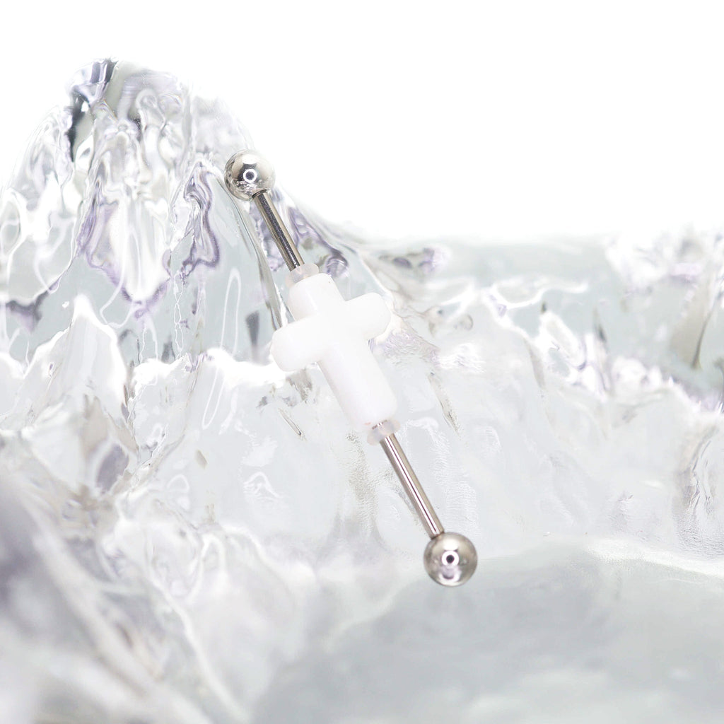 CRUX- Dark 3D Cross Stainless Steel Industrial Barbell - CRUX- Dark 3D Cross Stainless Steel Industrial Barbell - Black / 1.2mm/16G by CRUXJEWELRY