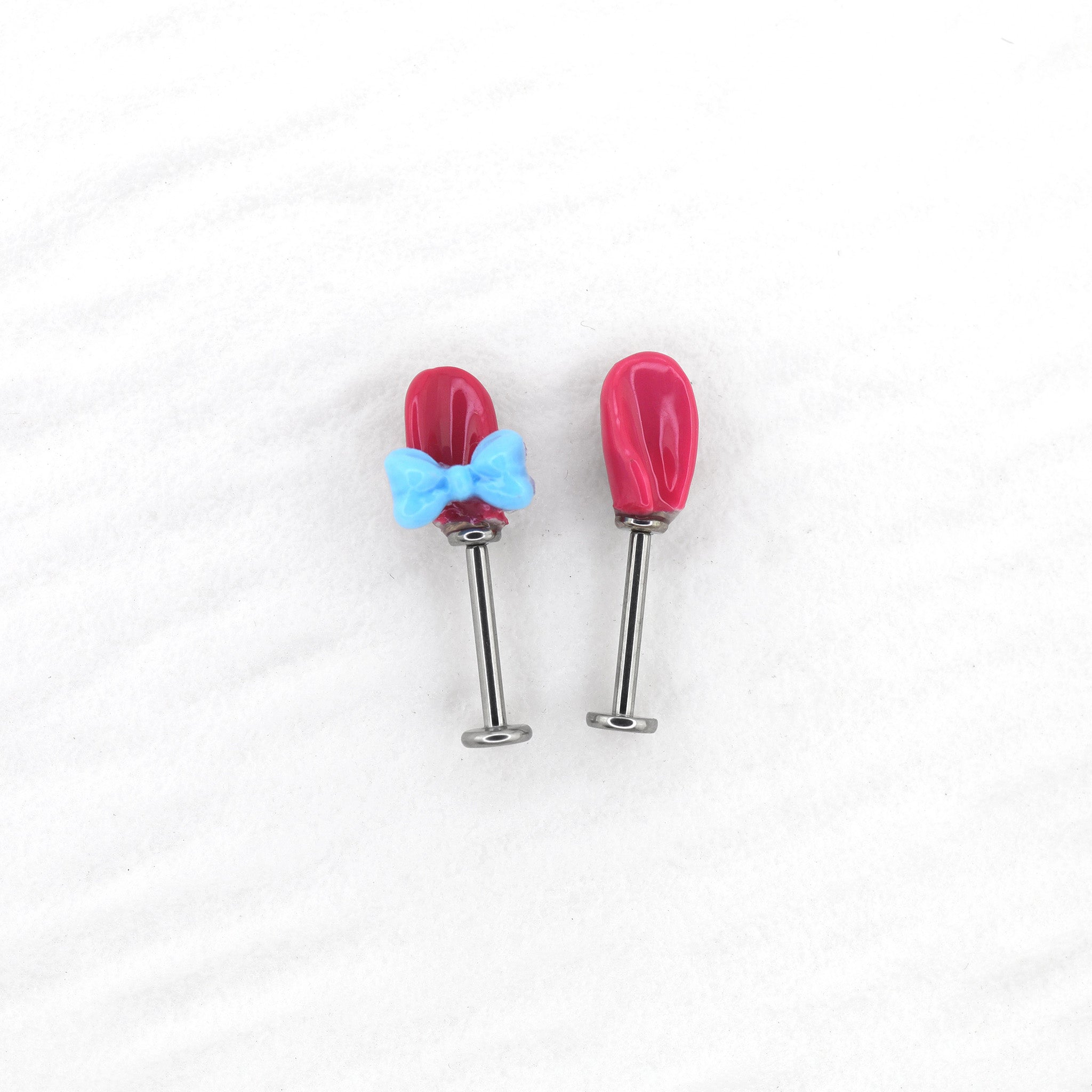 Paws & Purrs - Super Cute Melody Ear Internally Threaded Titanium Ear Stud - Paws & Purrs - Super Cute Melody Ear Internally Threaded Titanium Ear Stud - Bowknot / 6mm by CRUXJEWELRY
