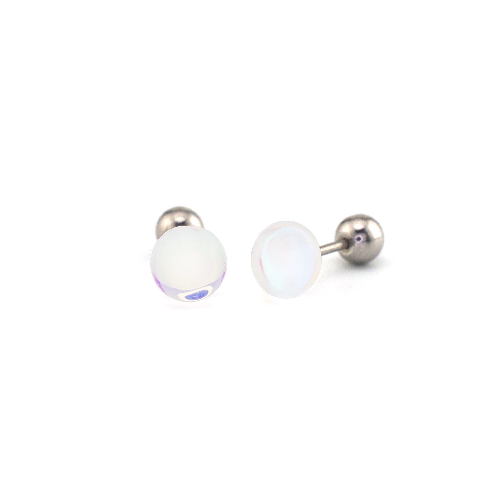 20G Thin Gauge Epoxy Water Drop Translucent Stainless Steel Ear Studs - 20G Thin Gauge Epoxy Water Drop Translucent Stainless Steel Ear Studs - Radiant White / 0.8mm/20G by CRUXJEWELRY