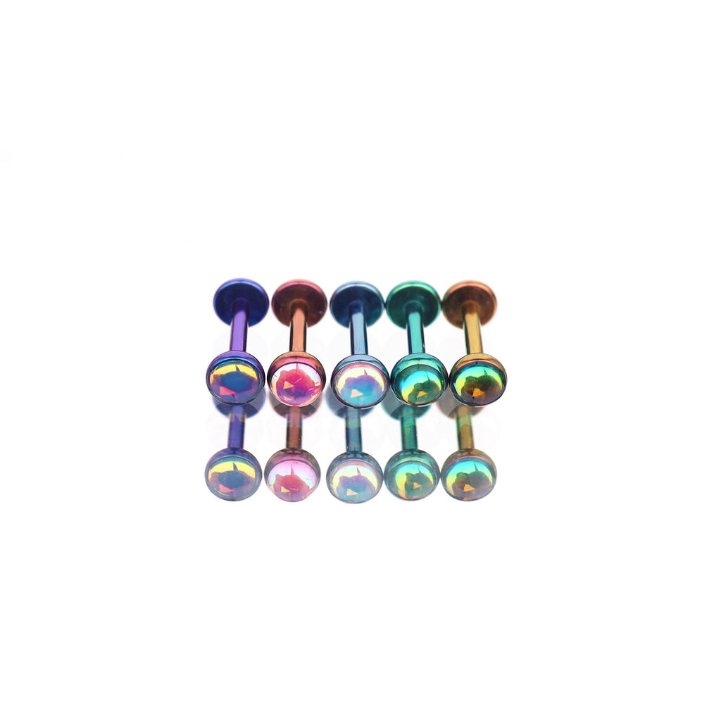 Colorful Resin Oil Slick Titanium Lip Ring - Colorful Resin Oil Slick Titanium Lip Ring - Purple / 6mm by CRUXJEWELRY