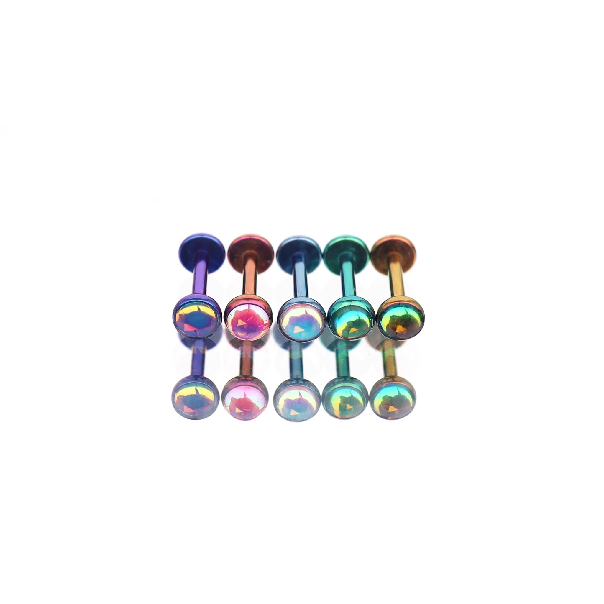 Colorful Resin Oil Slick Titanium Lip Ring - Colorful Resin Oil Slick Titanium Lip Ring - Purple / 6mm by CRUXJEWELRY