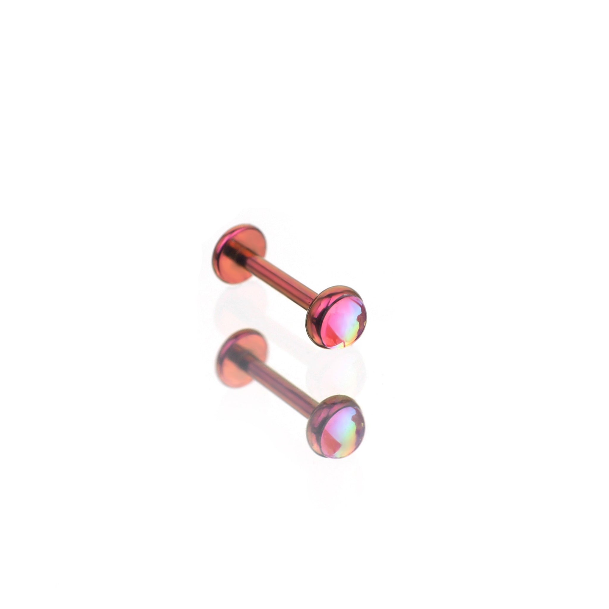 Colorful Resin Oil Slick Titanium Lip Ring - Colorful Resin Oil Slick Titanium Lip Ring - Pink / 6mm by CRUXJEWELRY