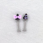 Paws & Purrs - Kawaiiiiiiii Kuromi Internally Threaded Titanium Ear Stud - Paws & Purrs - Kawaiiiiiiii Kuromi Internally Threaded Titanium Ear Stud - Bowknot / 6mm by CRUXJEWELRY
