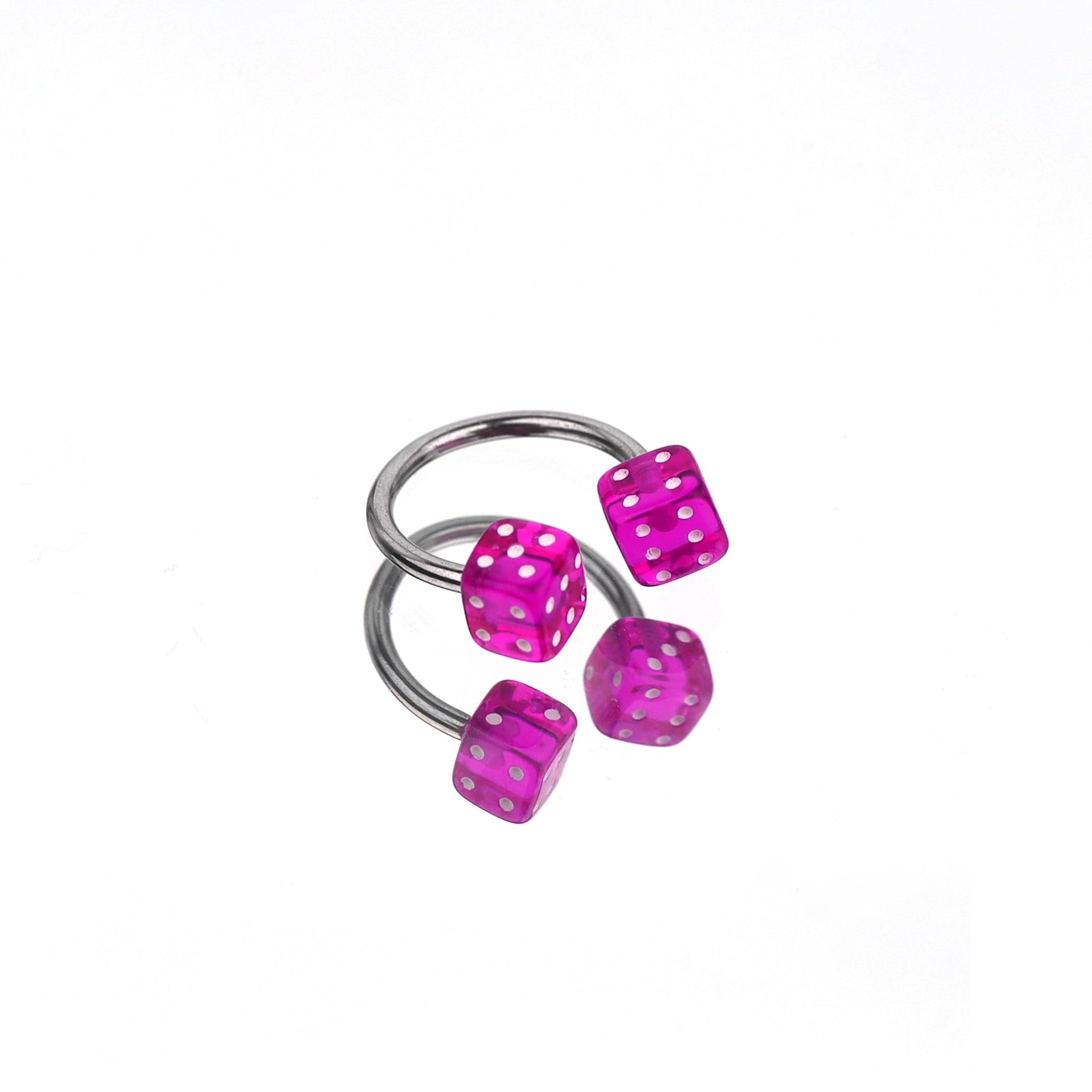 Colorful Acrylic Dice Horseshoe Ring - Colorful Acrylic Dice Horseshoe Ring - Purple / 8 mm by CRUXJEWELRY