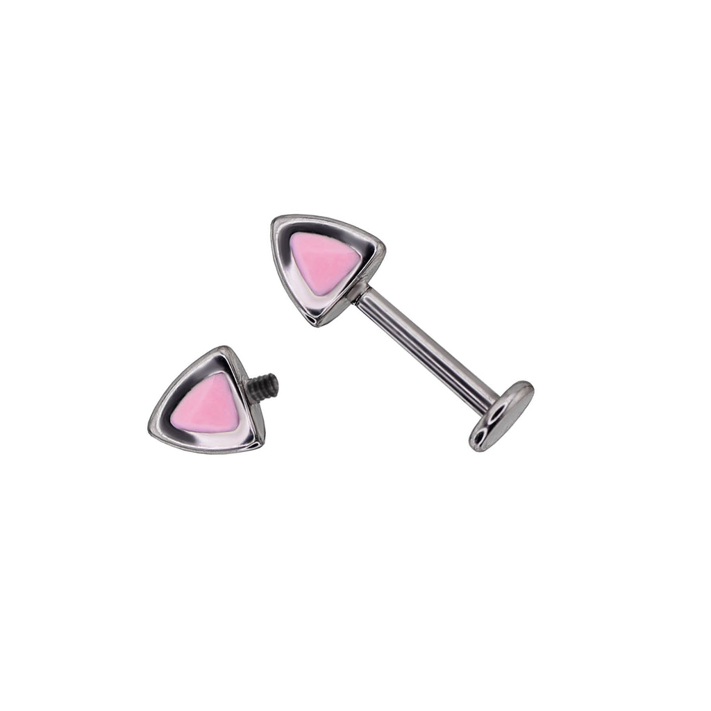 Paws & Purrs - Blue and Pink Cat Ear Stainless Steel Internally Threaded Helix Studs - Paws & Purrs - Blue and Pink Cat Ear Stainless Steel Internally Threaded Helix Studs - Pink / Single / 6mm by CRUXJEWELRY