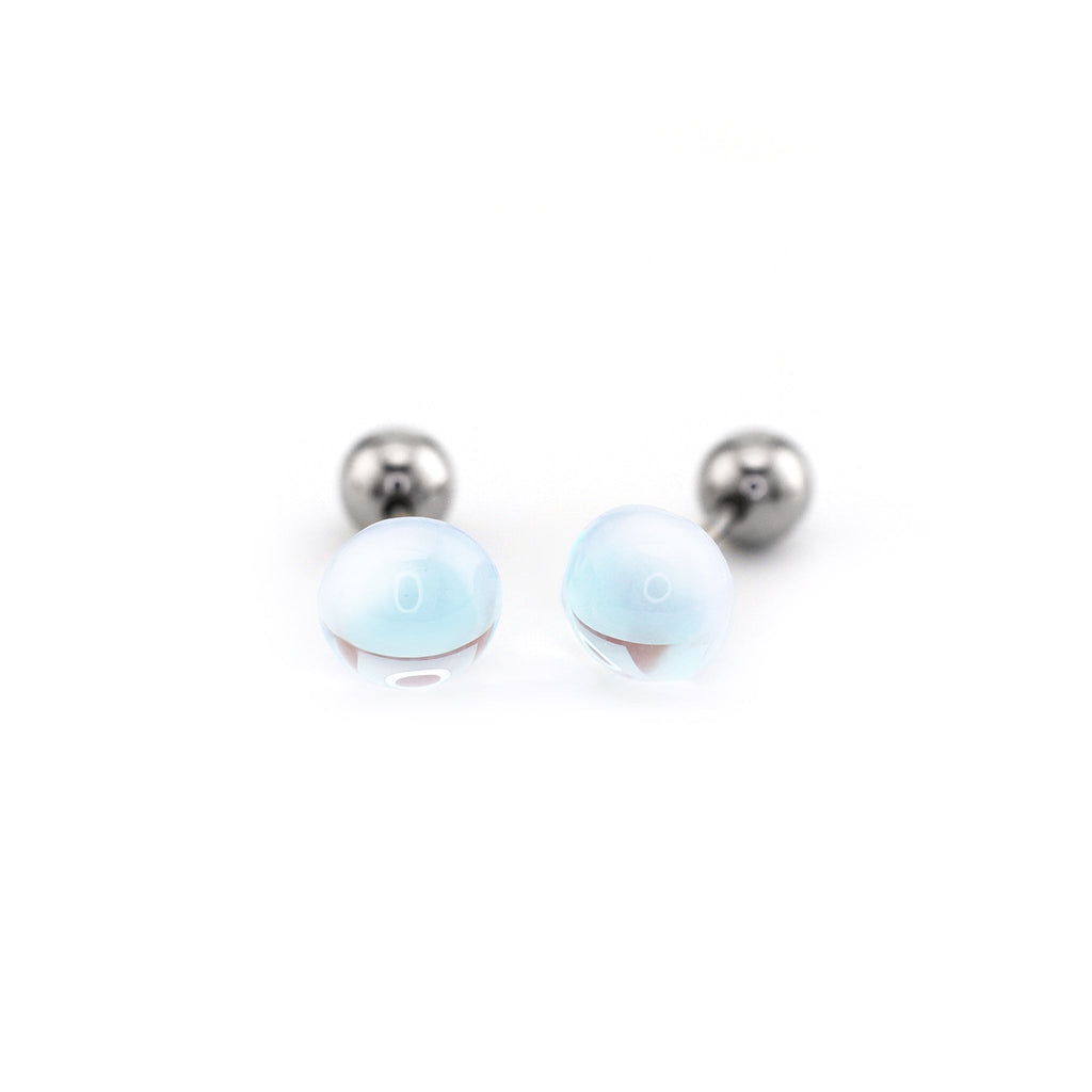 20G Thin Gauge Epoxy Water Drop Translucent Stainless Steel Ear Studs - 20G Thin Gauge Epoxy Water Drop Translucent Stainless Steel Ear Studs - Misty Blue / 0.8mm/20G by CRUXJEWELRY
