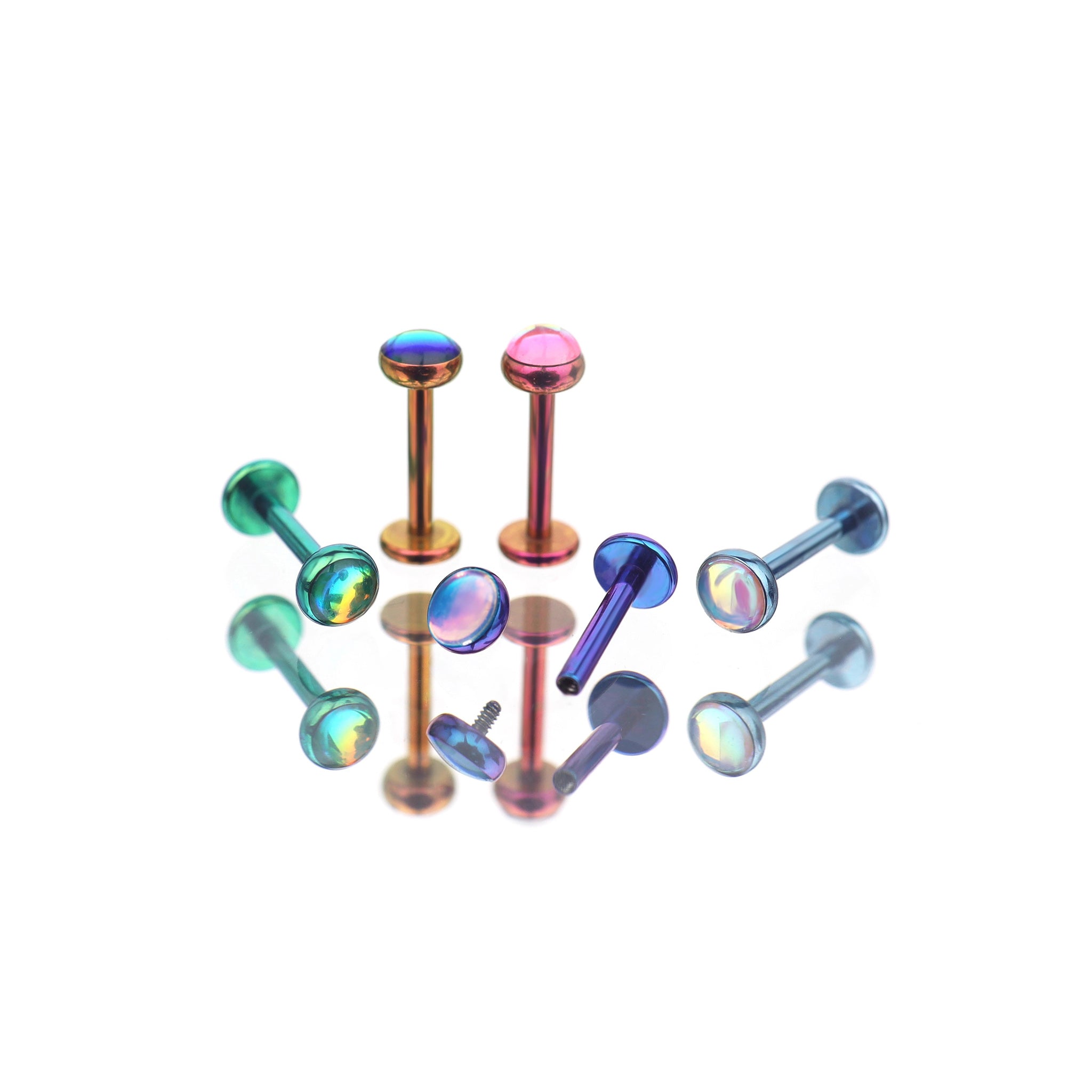 Colorful Resin Oil Slick Titanium Lip Ring - Colorful Resin Oil Slick Titanium Lip Ring - Purple / 6mm by CRUXJEWELRY
