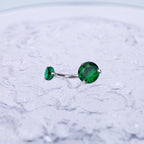 Round CZ Stainless Steel Belly Ring - Round CZ Stainless Steel Belly Ring - Green / 6mm by CRUXJEWELRY
