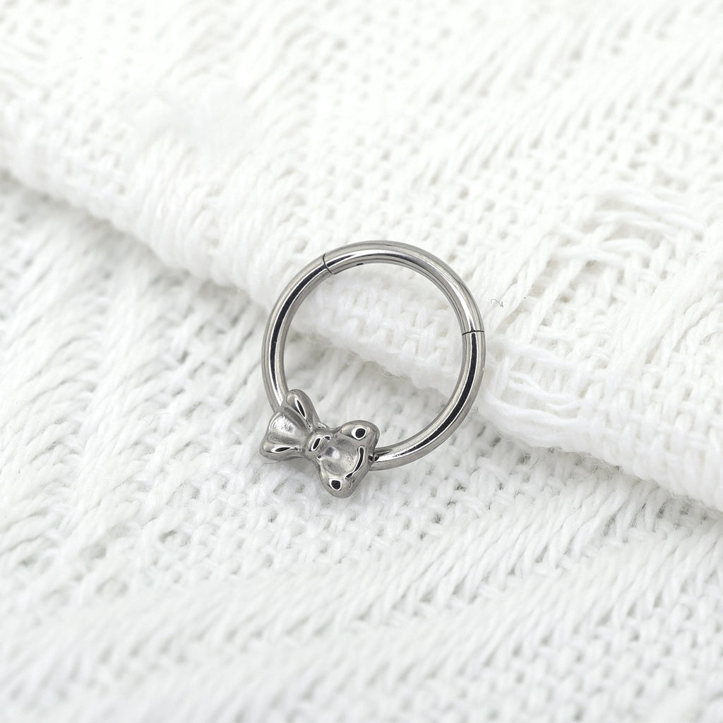 16G Bow Titanium Segment Hoop - 16G Bow Titanium Segment Hoop - Dark Silver by CRUXJEWELRY