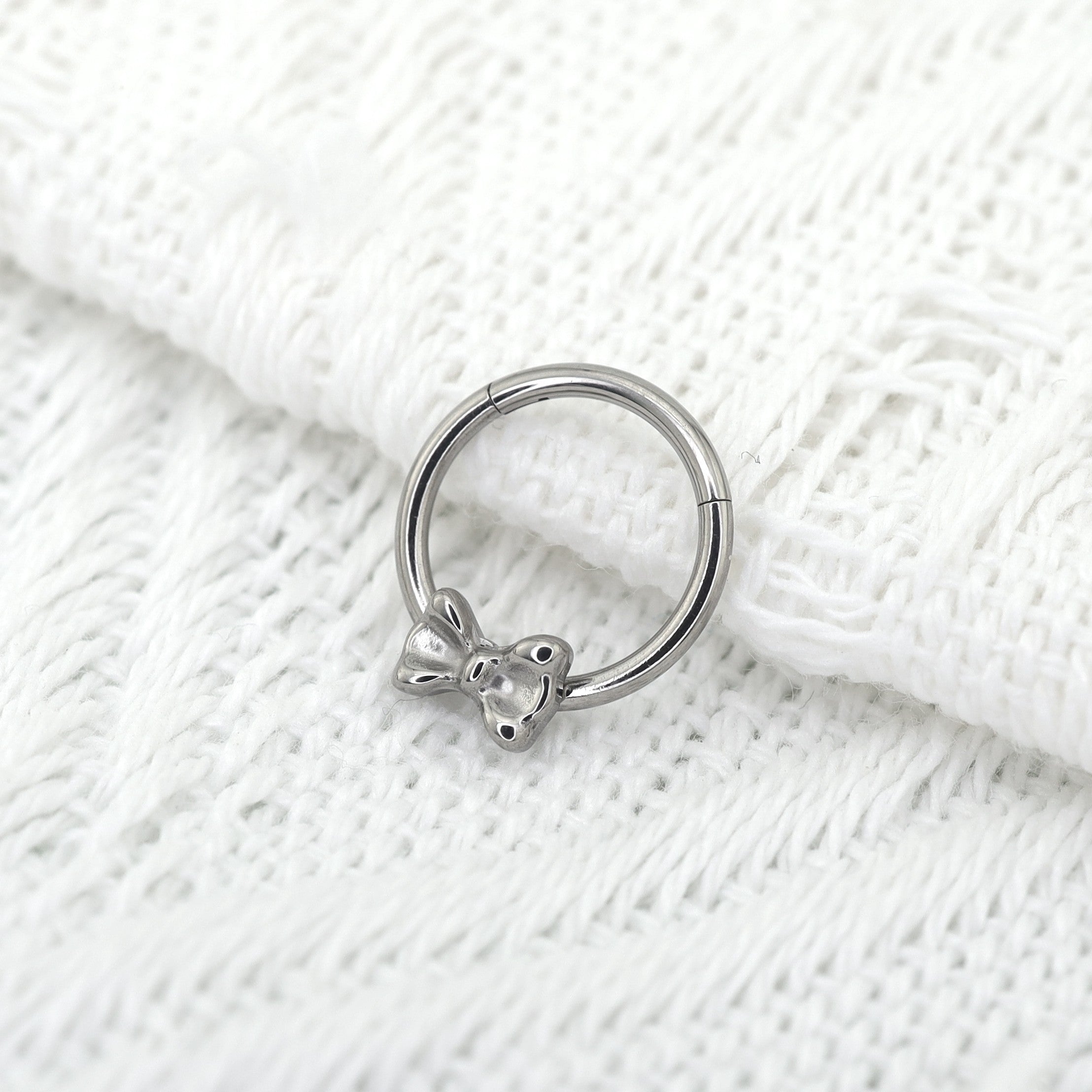 16G Bow Titanium Segment Hoop - 16G Bow Titanium Segment Hoop - Dark Silver by CRUXJEWELRY