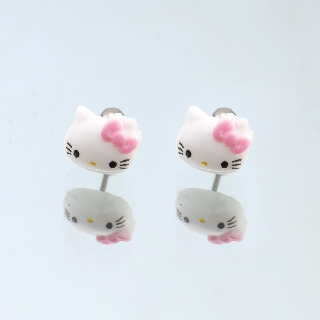 Paws & Purrs - Sweet Punk Kitty Face Ear Stud - Paws & Purrs - Sweet Punk Kitty Face Ear Stud - Basic / 0.8mm/20G by CRUXJEWELRY