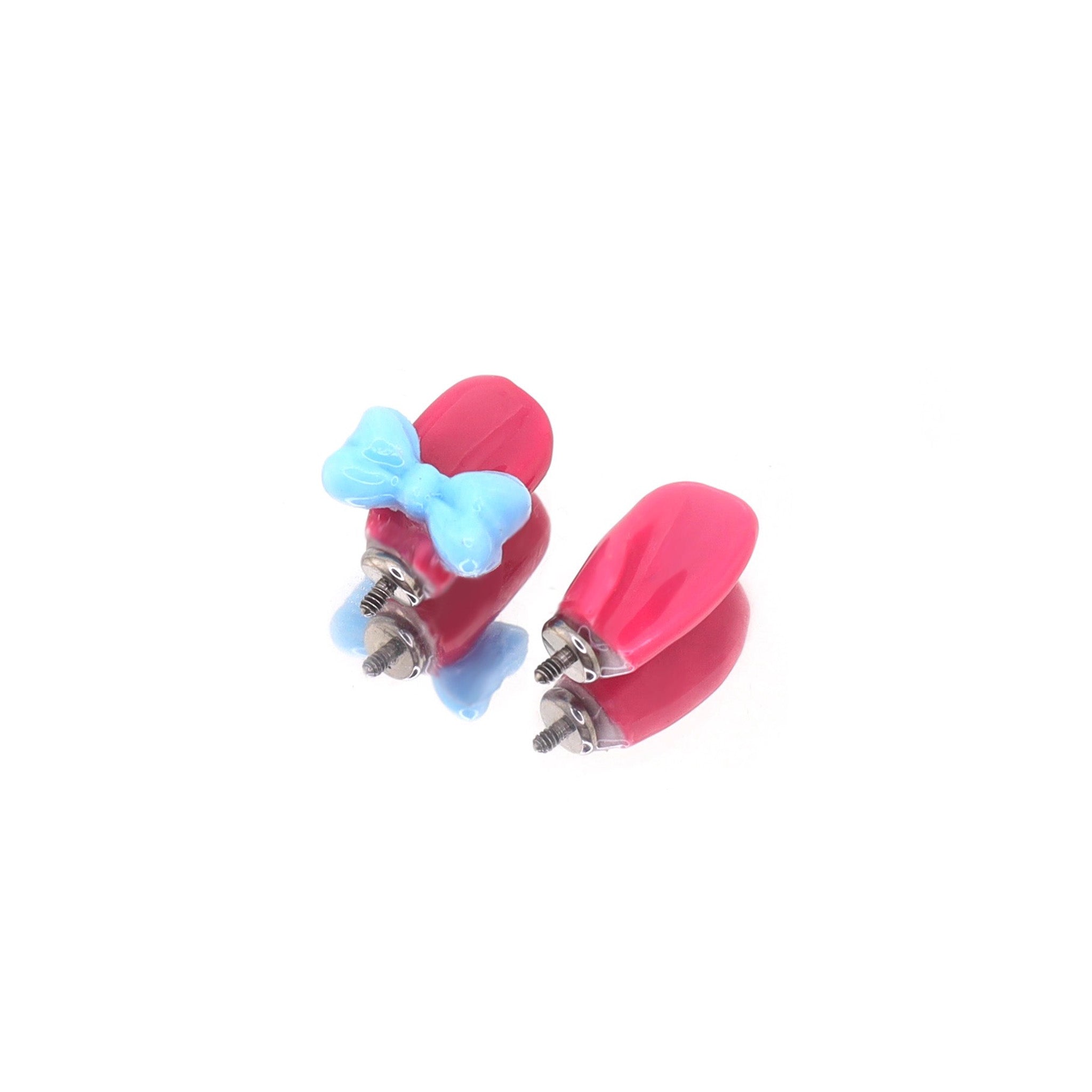 Paws & Purrs - Super Cute Melody Ear Internally Threaded Titanium Ear Stud - Paws & Purrs - Super Cute Melody Ear Internally Threaded Titanium Ear Stud - Bowknot / 6mm by CRUXJEWELRY