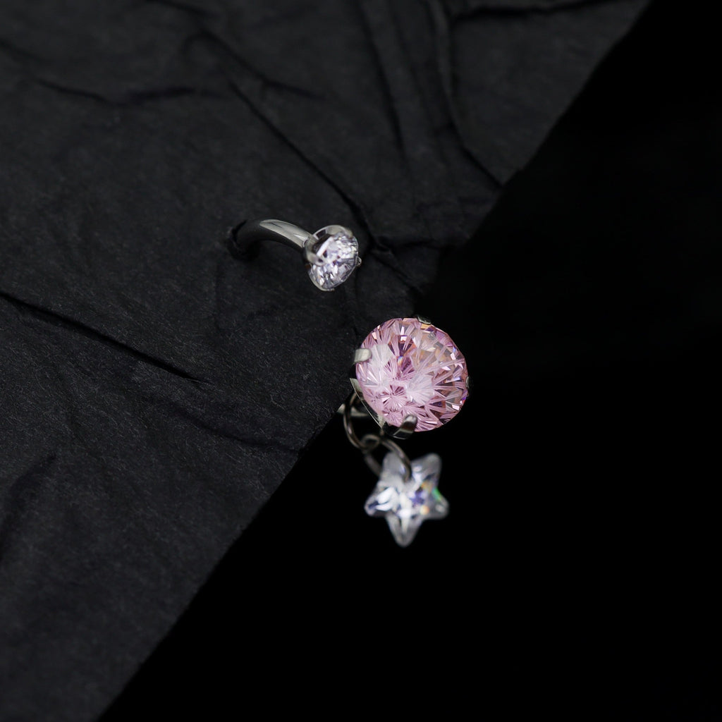 Fireworks CZ star Pendant Titanium Horseshoe Ring - Fireworks CZ star Pendant Titanium Horseshoe Ring - Sky Blue / 8 mm by CRUXJEWELRY