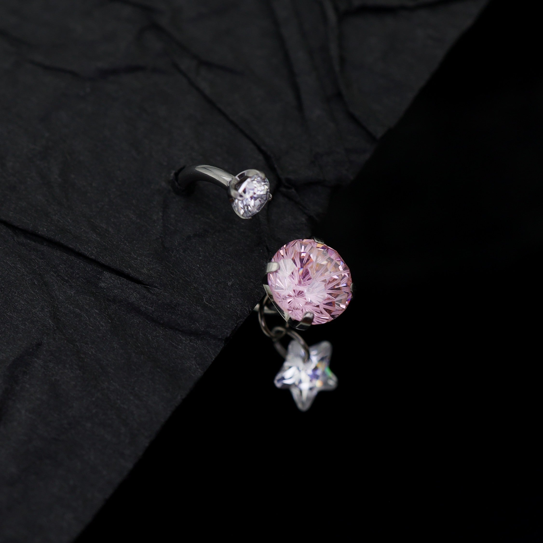 Fireworks CZ star Pendant Titanium Horseshoe Ring - Fireworks CZ star Pendant Titanium Horseshoe Ring - Sky Blue / 8 mm by CRUXJEWELRY