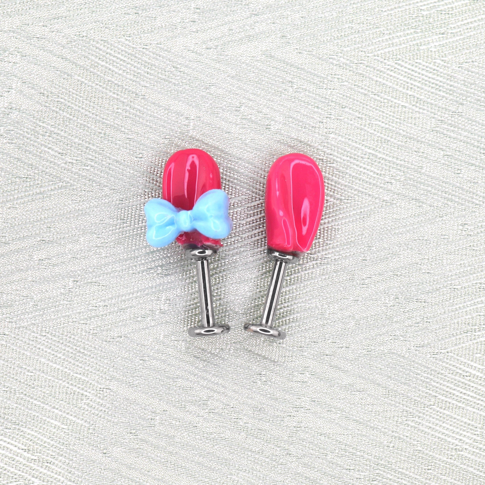 Paws & Purrs - Super Cute Melody Ear Internally Threaded Titanium Ear Stud - Paws & Purrs - Super Cute Melody Ear Internally Threaded Titanium Ear Stud - Bowknot / 6mm by CRUXJEWELRY
