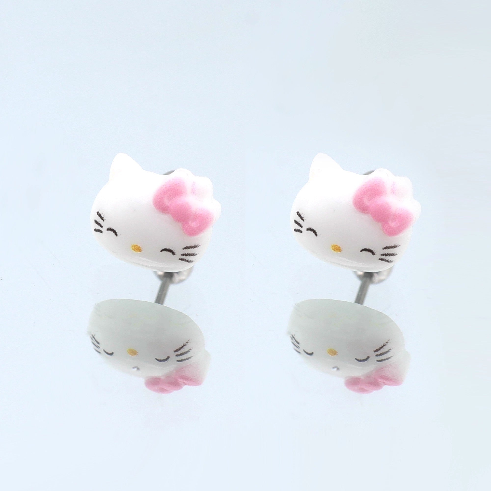 Paws & Purrs - Sweet Punk Kitty Face Ear Stud - Paws & Purrs - Sweet Punk Kitty Face Ear Stud - Smile / 0.8mm/20G by CRUXJEWELRY