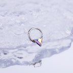 Triangle CZ stainless steel Segment Hoop - Triangle CZ stainless steel Segment Hoop - AB Coating / 8 mm by CRUXJEWELRY