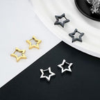 Pair of Minimalist Pentagram Straight Pin Stainless Steel Earrings - ear and cartilage jewelry 1