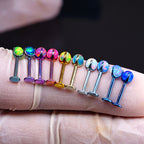 Ohrstecker aus Titan mit Innengewinde und Aurora-Borealis-Opal 