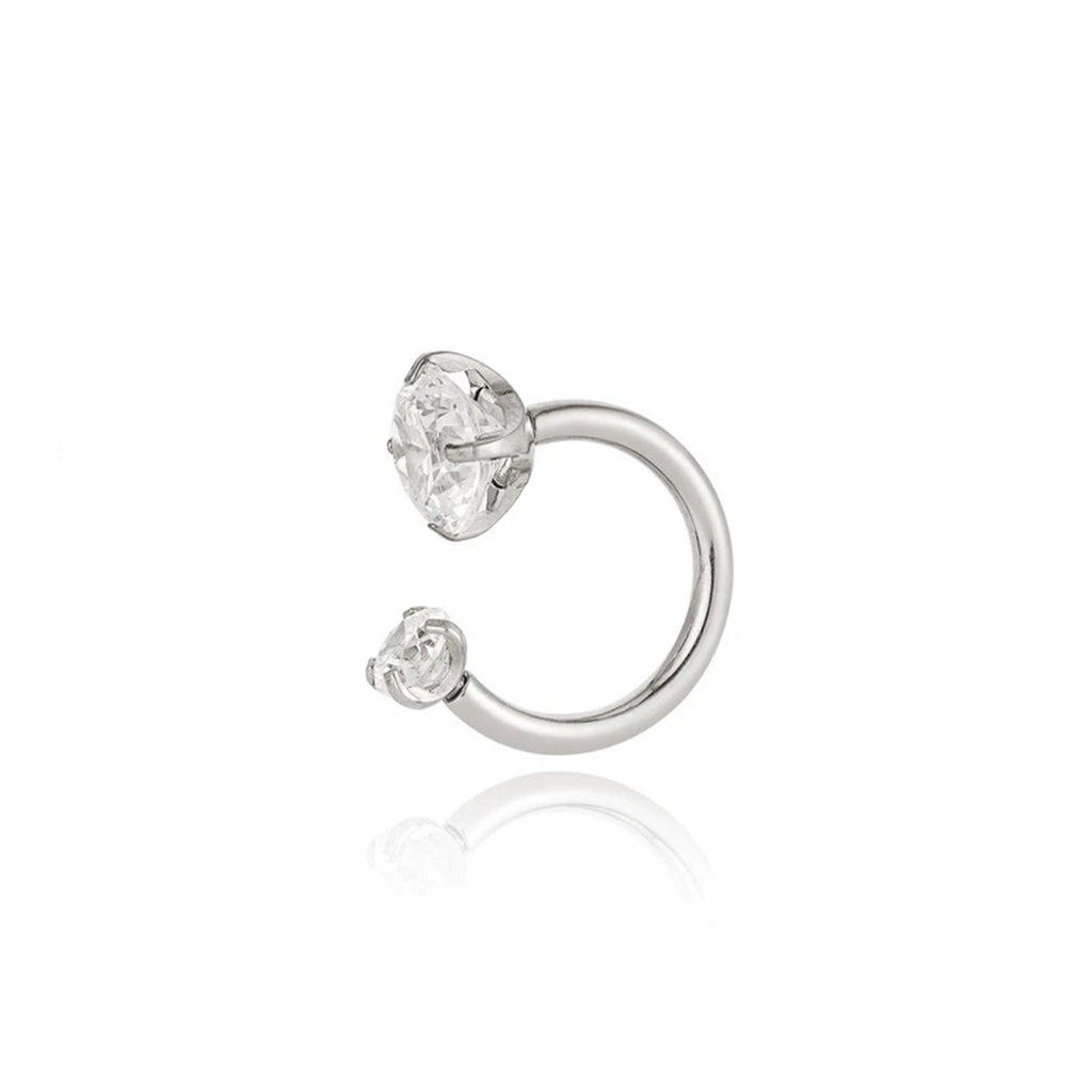 Bague en titane à fer à cheval asymétrique en zircon cubique brillant 