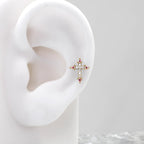 16G Elegant CZ Cross Stud | Dainty Silver/Gold Cartilage Piercing Jewelry