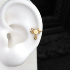 Boucle d'oreille en acier inoxydable avec aile en opale en forme de cœur 