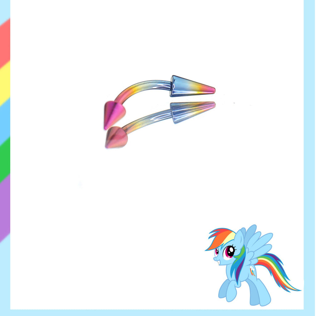 MLP Titanium Spiked Titanium Curved Barbell | Rook & Eyebrow Angel Fangs Lip Ring