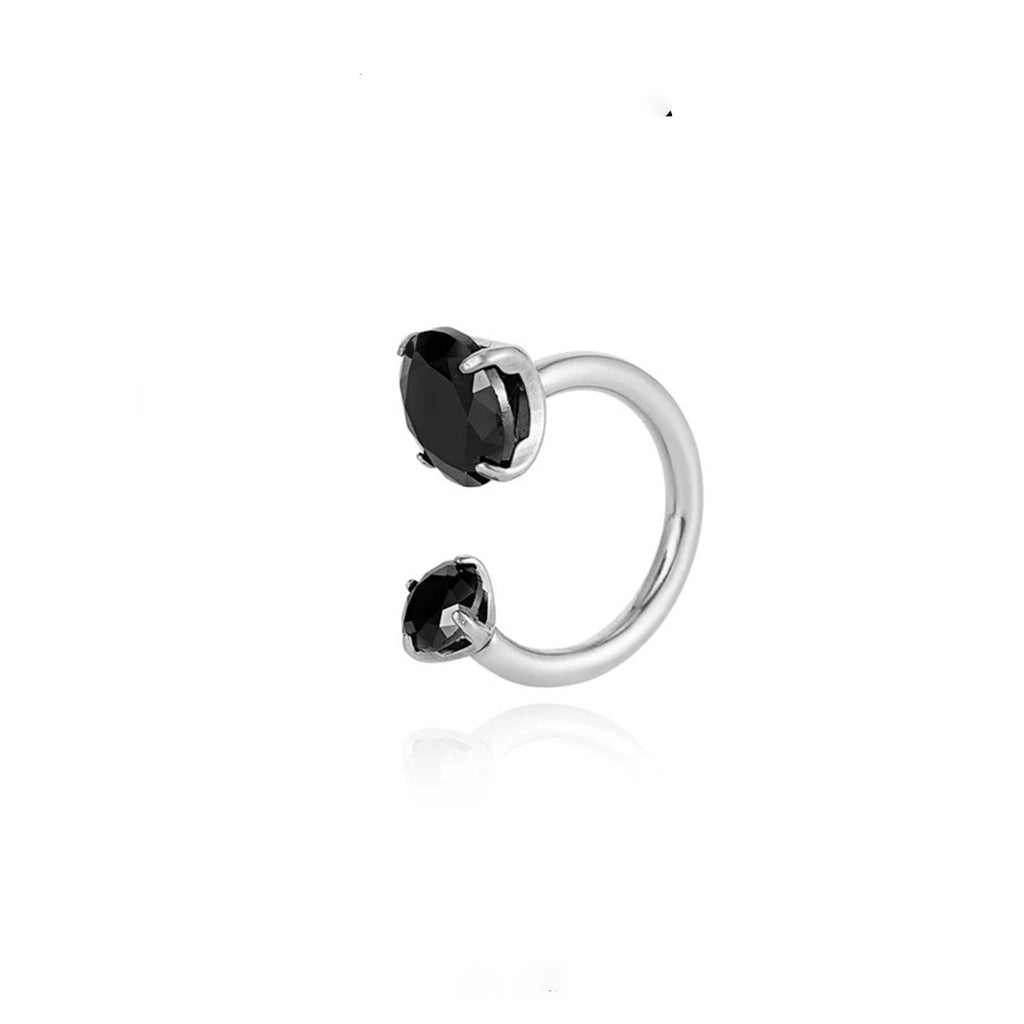 Bague en titane à fer à cheval asymétrique en zircon cubique brillant 