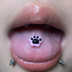 piercing de langue en résine rose et noire à motif de patte 