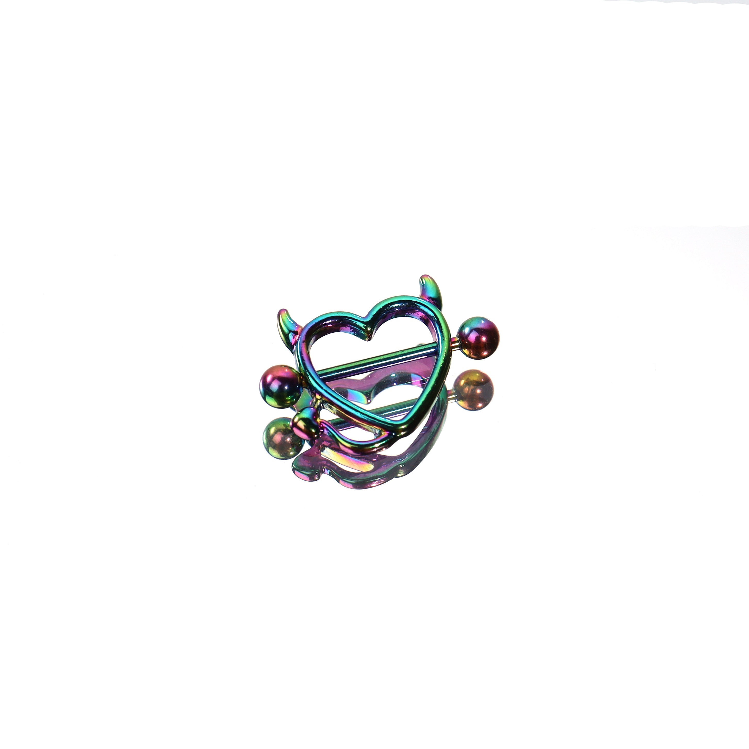 Heart Demon Horn Stainless Steel Nipple Rings