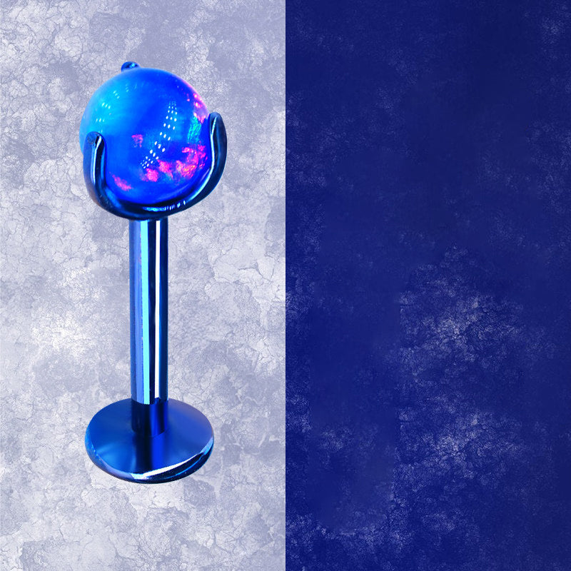 Ohrstecker aus Titan mit Innengewinde und Aurora-Borealis-Opal 