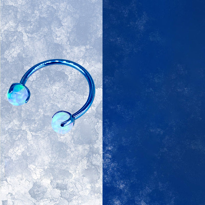 Ohrstecker aus Titan mit Innengewinde und Aurora-Borealis-Opal 