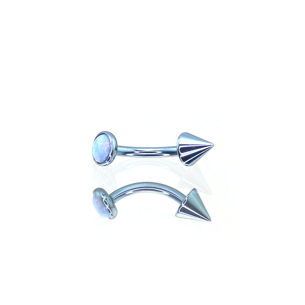 F136 Titanium Opal Spike Piercing | Colorful Curved Barbell for Rook & Eyebrow
